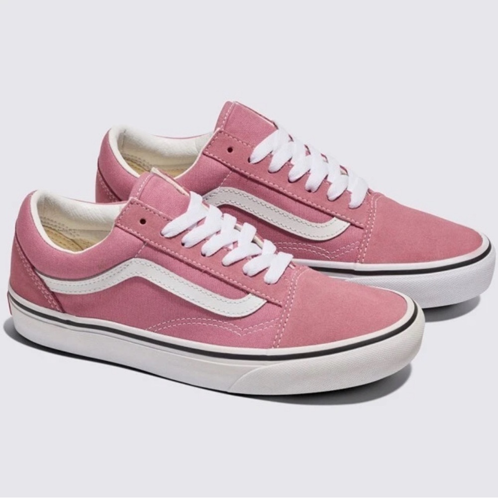 Vans Women's Rose Pink and White Sneakers